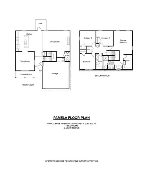 Floor plan for 4 beds, 2.5 baths, 2250 sqft